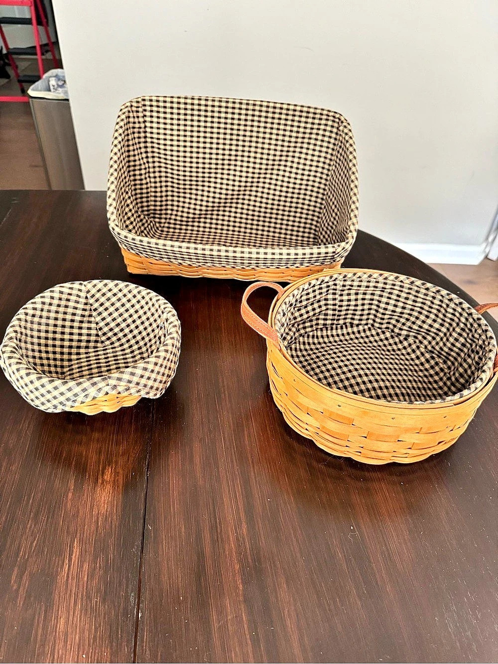 Longaberger Large Desktop Organizer Basket Set Brown & Black